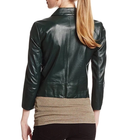 REBECCA MINKOFF Noble Green Ace Leather Jacket - Picture 3 of 12